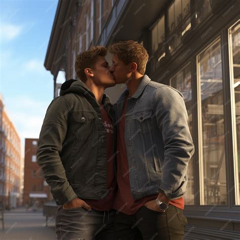Premium AI Image | two handsome gay men kiss each other