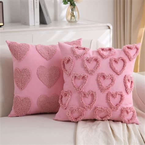 Amazon.com: KOOLIFE Heart Love Cute Pink Valentines Throw Pillow Covers ...