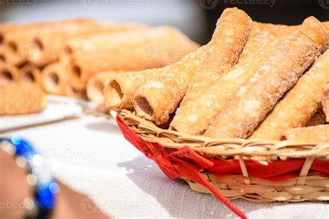 Homemade Spanish Pastries Filled with Custard Cream. Concept The art of ...