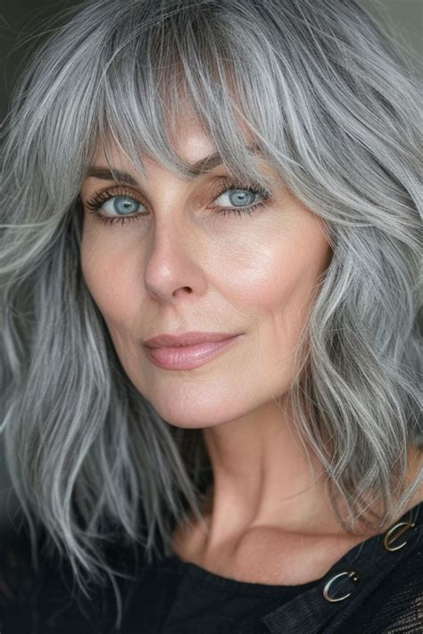 30 absolutely stunning gray hairstyles with bangs for women over 60 ...