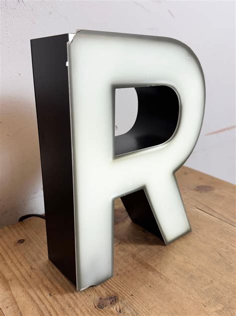 Vintage Grey Illuminated Letter R , 1970s For Sale at 1stDibs