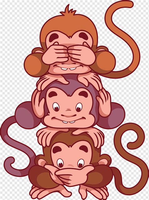 Three wise monkeys, monkey, mammal, animals, vertebrate png | PNGWing
