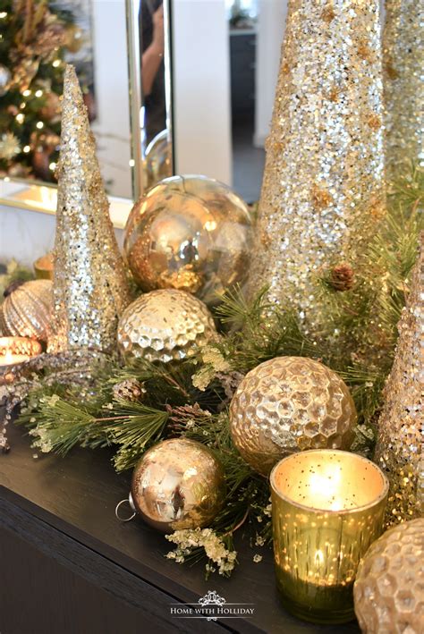 Silver and Gold Glam Christmas Centerpiece | Gold christmas decorations ...