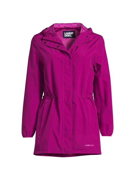 Lands' End Women's Plus Size Waterproof Hooded Packable Raincoat ...