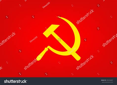Soviet Hammer And Sickle Flag Communist Flag Icon. Hammer And Sickle
