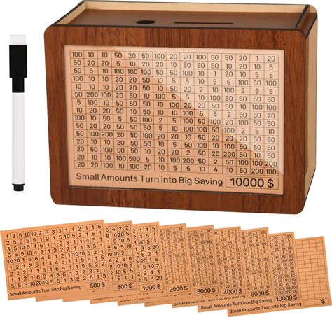 Amazon.com: Saving Money Box Saving 10,000 Challenge Box Wooden Money ...