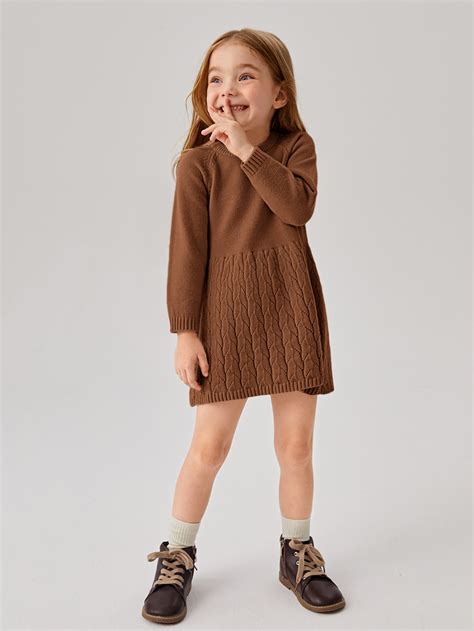 Toddler Girls Raglan Sleeve Sweater Dress | SHEIN USA
