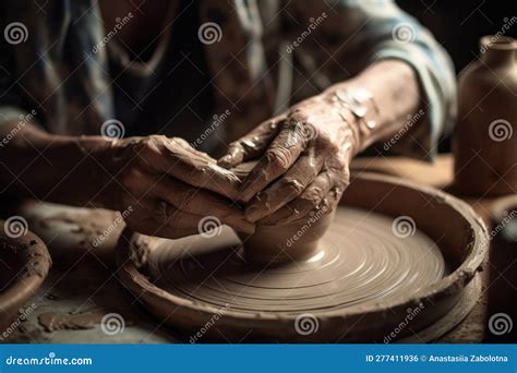 Hands Molding Clay on a Pottery Wheel. Generative AI Stock Illustration ...
