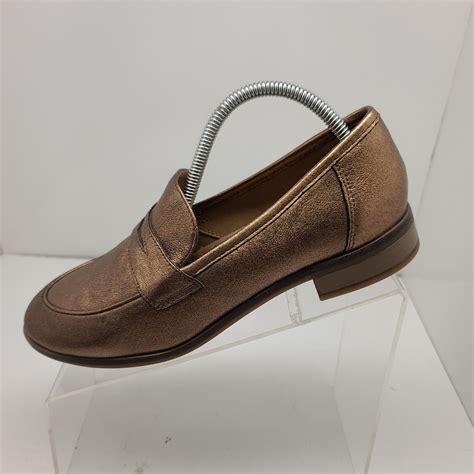 Clarks Womens Trish Rose Gold Penny Loafers Heels Siz… - Gem