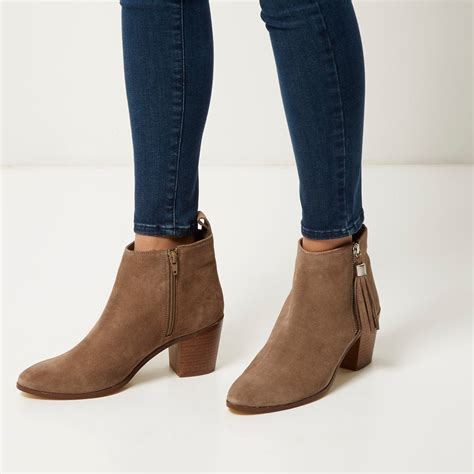 Womens Tan Booties Low Heel at Stephanie Evans blog