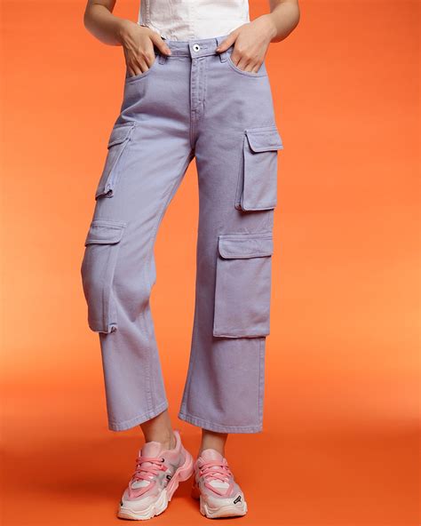 Buy Women's Purple Cargo Jeans Online in India at Bewakoof