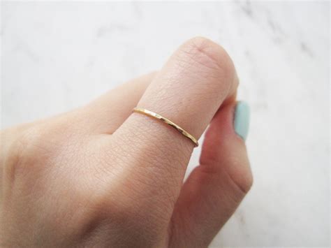 Thin Gold Ring, 14k Gold Fill Ring, Hammered Gold Ring, Gold Stacking ...