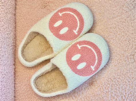 Smiley Face Slippers Pink Slippers Women Slippers for Women House Shoes ...