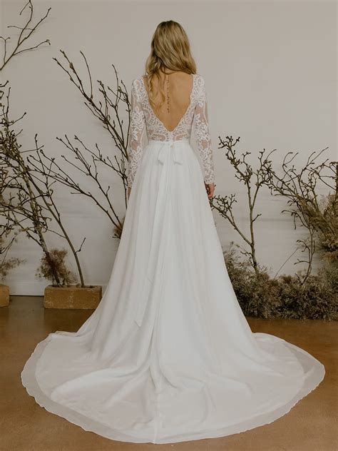 Lace Back Wedding Dress With Bow