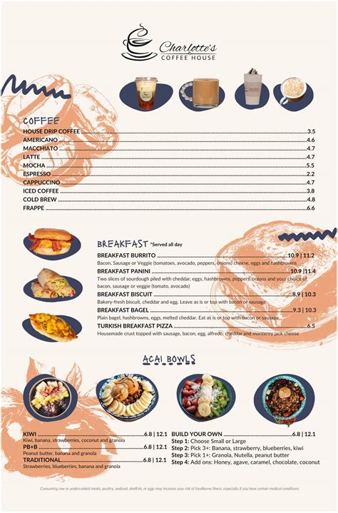 Menu at Charlotte's Coffee House, Dubuque, White St