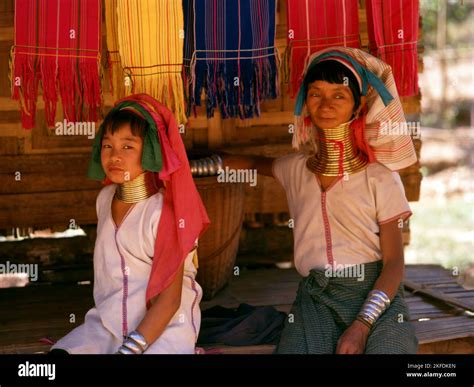 Thailand: Padaung (Long Neck Karen) woman and child, village near Mae ...