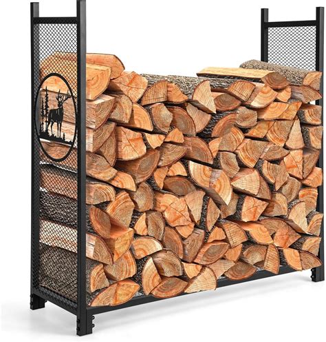 Amazon.com : Goplus Firewood Rack Outdoor, 4 FT Metal Firewood Holder ...