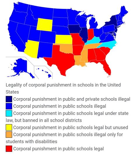Legality of corporal punishment in schools in the... - Maps on the Web