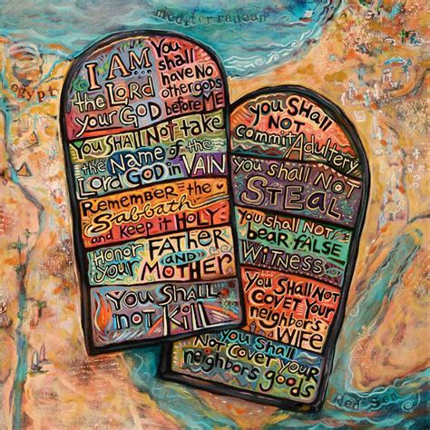 Ten Commandments - Contemporary Christian Art Painting - Canvas Prints ...