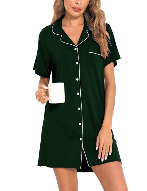 Snapklik.com : Women Button Down Nightgown Modal Sleepwear Silk Night ...