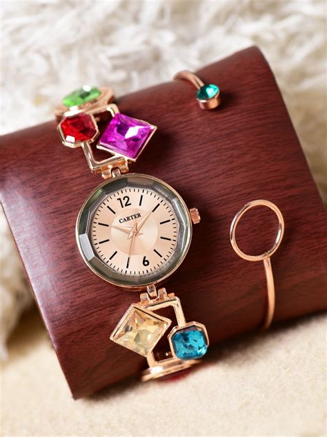 Buy Sandy D Carter Women Set Of 2 Watch & Jewellery Set - Watch Gift Set for Women 30207600 | Myntra