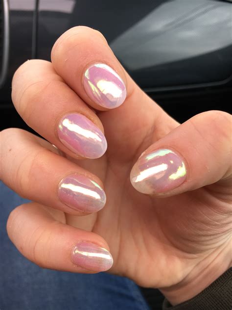 Shiny sheer pink chrome manicure. Great for adding some subtle glam to ...