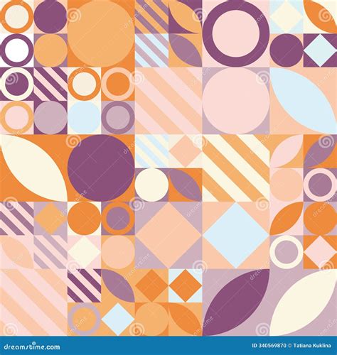 Vector Seamless Pattern of Colored Abstract Geometric Shapes and Grid ...
