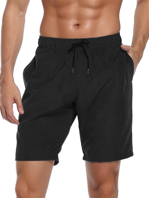 RELLECIGA Men's Quick Dry Swimwear, Black Swim Trunks with Pockets ...