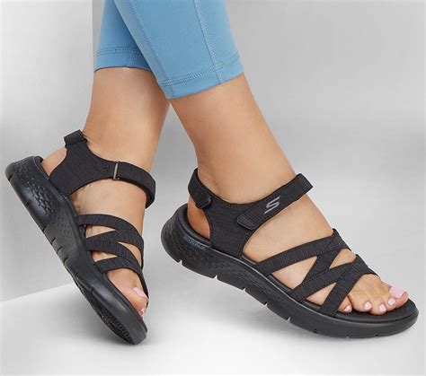Womens Black Skechers Sandals at Robin Clark blog