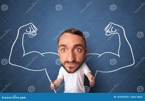 Big Head on Small Body Wants To Be Strong Stock Image - Image of evil ...