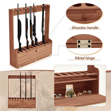 Snapklik.com : Soaoo Gun Racks Holds 10 Long Guns Wooden Rifle Rack ...