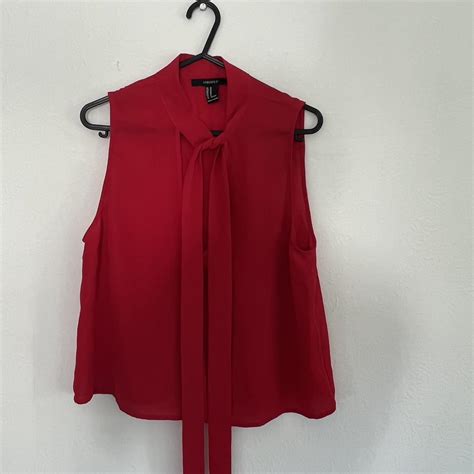 Forever 21 Women's Red Blouse | Depop