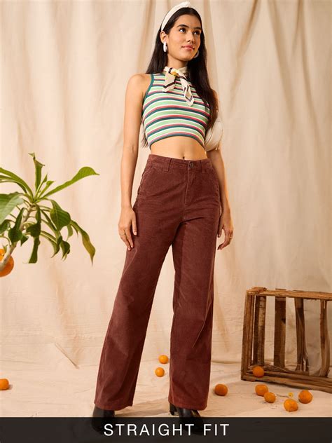Buy Corduroy Pant: Maroon Red Women Pants online at The Souled Store.