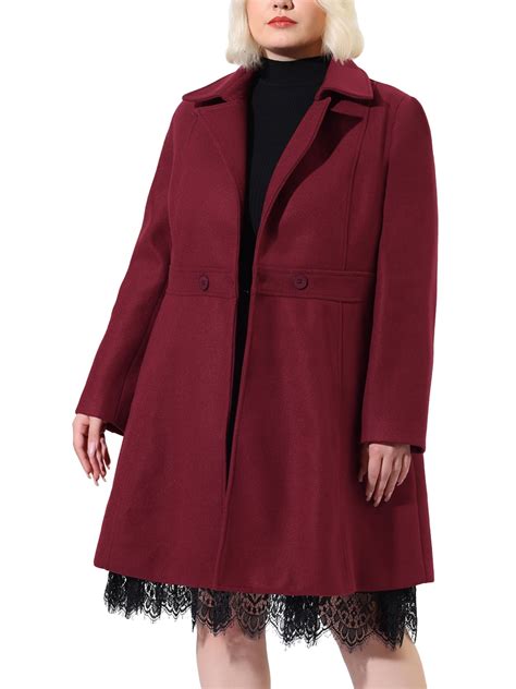 Agnes Orinda Women's Plus Size Winter Coats Notched Lapel Single ...
