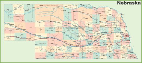 Road map of Nebraska with cities - Ontheworldmap.com