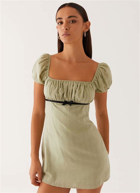 Fran Mini Dress - Pastel Green - Peppermayo US