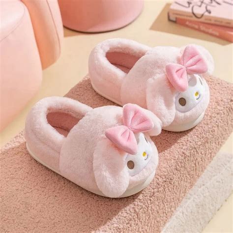Kawaii Sanrioed Kuromi My Melody Children's Cotton Slippers Cute ...