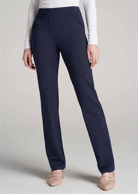 Slacks for Women: Tall lady Straight Leg Navy Pants | American Tall