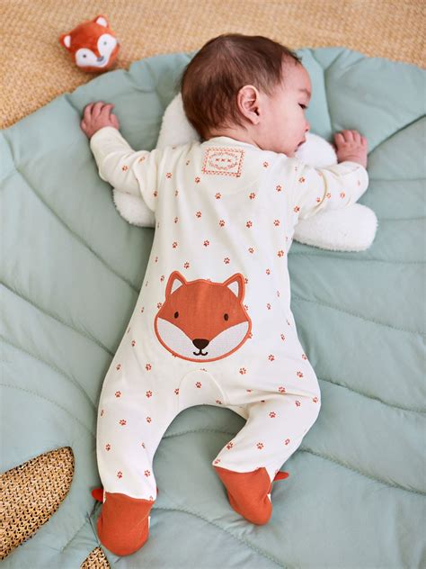 Buy Cream Fox Appliqué Zip Cotton Baby Sleepsuit from the JoJo Maman ...