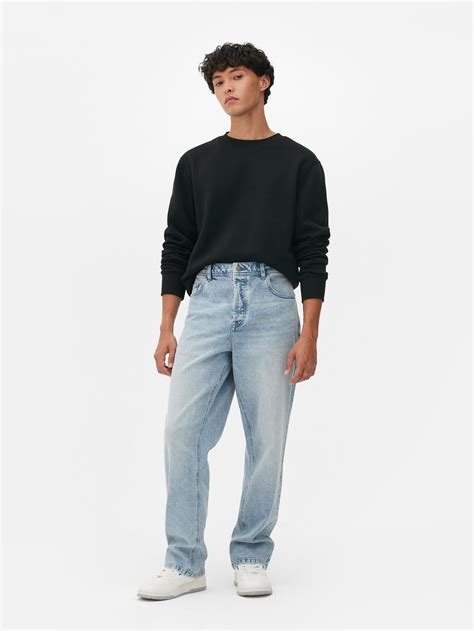 Mens Light Blue High-Waisted Relaxed Fit Jeans | Primark
