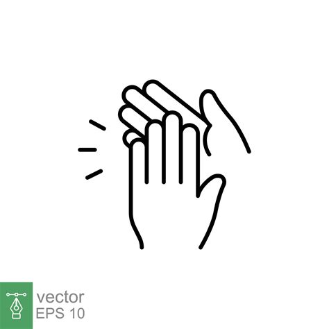 Hands clapping icon. Simple outline style. Clap, bravo, applaud, support concept. Thin line ...