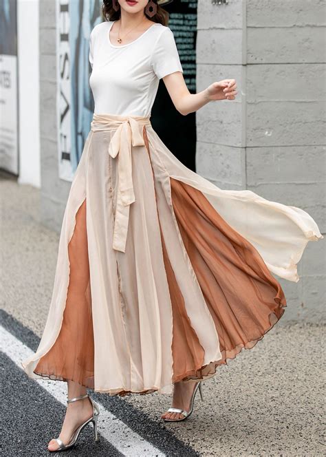Chiffon Skirt, Boho Chiffon Wrap Skirt, Summer Swing Chiffon Midi Skirt ...