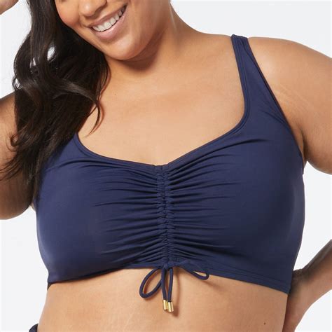 Elevate Bra Sized Shirred Underwire Bikini Top - U95461 - Navy - Ashley ...