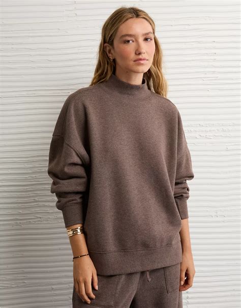 AE Everyday Luxe Oversized Mock Neck Sweatshirt | American Eagle