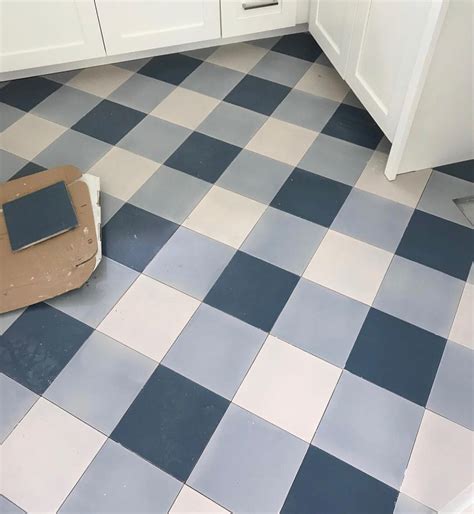 Clay Imports Gingham Tile Flooring for Stylish Laundry Rooms