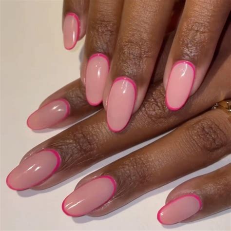 Oval Nails Designs Pink