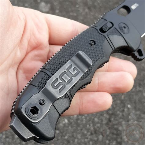SOG Seal XR Folding Knife 3.9" S35VN Steel Clip Point Blade Black FRN ...