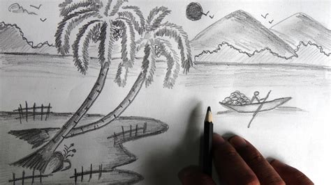 Easy Landscape Drawing For Beginners at PaintingValley.com | Explore ...