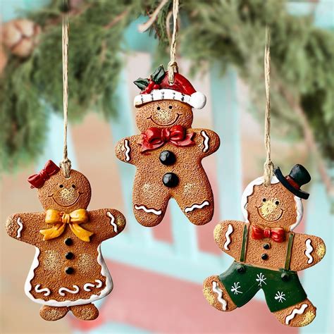 Amazon.com: Gingerbread Christmas Decorations 3pcs Resin Hanging Xmas ...