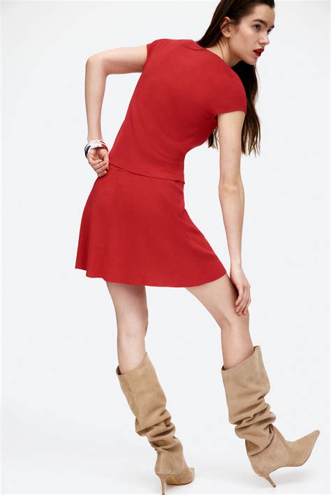 - Short-sleeved fine-knit cardigan - Red - Ladies | H&M PH